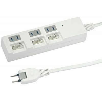 個別スイッチ付節電タップ 3個口 1m 白 Y02BKS331WH_YAZAWA(ヤザワコーポレーション)